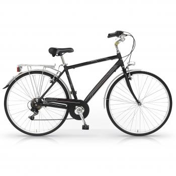 MBM  Central - Bicicleta de paseo para hombre de 6 velocidades, cuadro de aluminio 606 talla 50, frenos V-Brake, ruedas de 28, color negro