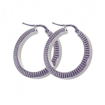 Pendientes de Plata Ley 925m Aros para Mujer 20 mm con Detalle Estrías Ancho 3 mm