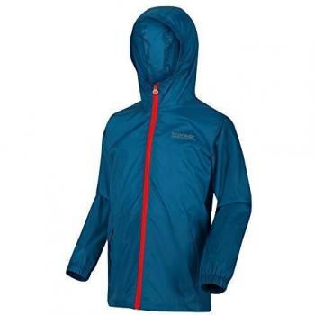 Regatta Chaqueta impermeable impermeable impermeable para niños, ligera y duradera, repelente al agua, costuras selladas, Unisex niños, Chaqueta, RKW213 CY2C05, Verde azulado olímpico., 5-6