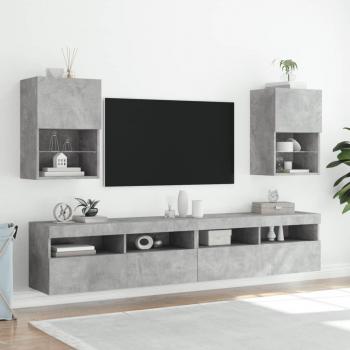 Mueble de TV con luces LED vidaXL, 2 unidades, dimensiones 40,5x30x60 cm, color gris hormigón