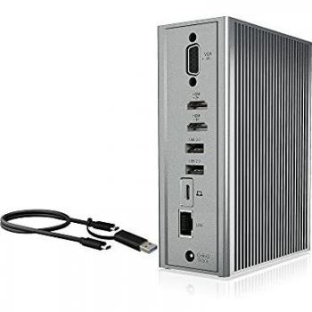ICY BOX IB-DK2262AC Docking Station with Triple Video Output, Wired USB 3.2 Gen 1 (3.1 Gen 1) Type-C and Type-A, Anthracite