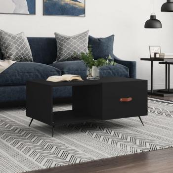 Mesa de centro vidaXL madera contrachapada 90x50x40 cm color blanco y negro, acabado brillante, para salón o comedor, estilo auxiliar