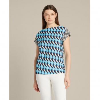 Camiseta de mujer estampada con escote barco