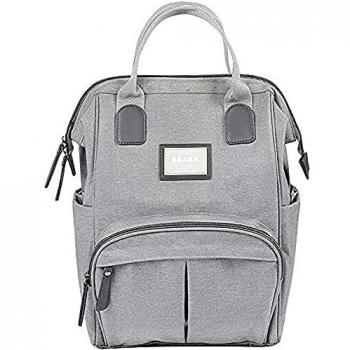 BÉABA Bolsa de Maternidad para Bebé, Gran capacidad de almacenamiento de pañales, Alfombrilla cambiador incluida, Isotermo, Bolsa de Viaje Multifunción, Wellington, Gris