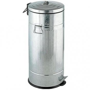 WENKO Cubo con pedal New York Easy Close - dispositivo automático de descenso, 30 litros, apariencia de chapa Capacidad: 30 l, Metal, 31 x 69 x 31 cm, Mate