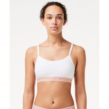 Sujetador de deporte Lacoste Stripe Logo blanco rosa - M
