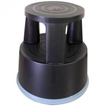 Taburete Q-connect Ruedas Retractiles Tres Ruedas -dos Niveles Negro