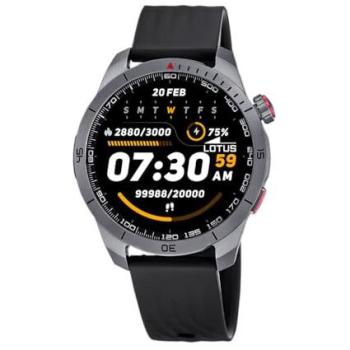 Reloj Inteligente Lotus 50209/1 - Smartwatch Hombre de Aluminio y Caucho Negro, Resistente al Agua IP65, GPS, Control de Música, Cuenta Pasos y Calorías