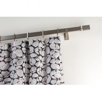 InCasa Barra Rectangular para Cortina, 160 cm de Longitud, Perfil de 31x12 mm, en Acero satén – Completo