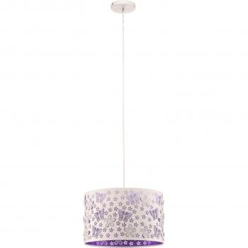 Lámpara colgante Titilla Metal Blanco con pantalla Morada