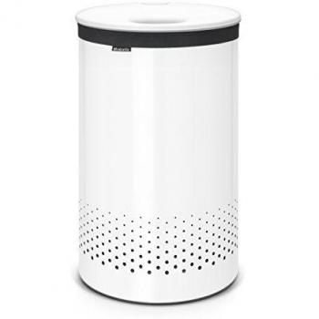 Brabantia - Cesto para Ropa, 60 l, Tapa de plástico Blanca, Cuerpo Blanco