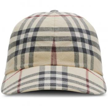 Burberry Women's Grey Plaid-Check Cotton Baseball Cap, Size Small