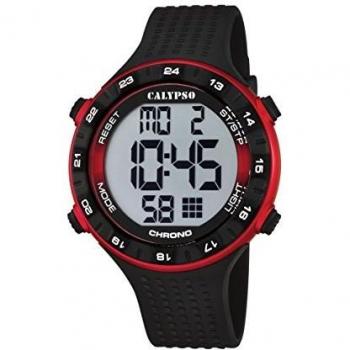 Calypso Unisex Digital Watch with LCD Dial Digital Display and Black Plastic Strap K5663/4