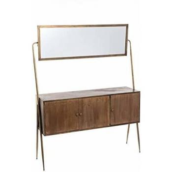 Aparador Hierro y Madera Retro Marrón Dorado 127 x 38 x 161