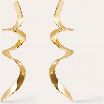 Pendientes Singularu Curl - Pendientes en Latón con Acabado en Baño Oro de 18Kt - Pendientes con Cierre de Silicona bañado en Oro 18kt - Joyas Para Mujer