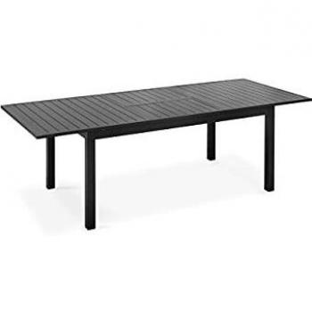Mesa de jardín extensible de aluminio negro para 8 personas
