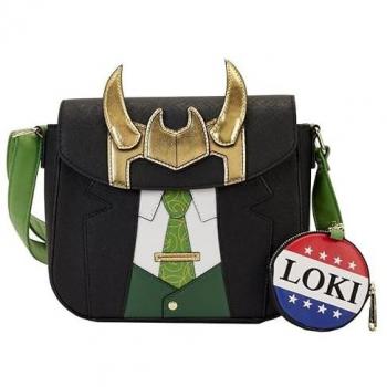 Bandolera Loungefly Marvel: Loki Presidente - Bolso cruzado de cosplay, cuero vegano, multiusos