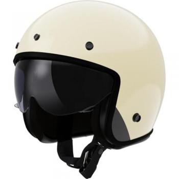 Casco Jet LS2 OF601 Bob II Crema y Blanco, talla M, con diseño ligero, ventilación adecuada, visera desmontable y sistema de cierre rápido