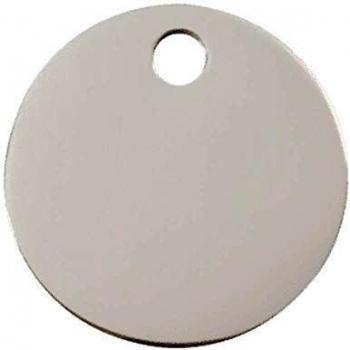 Placa de Identificación para Mascotas en Acero Inoxidable - Circular - Pequeña - Color Plateado