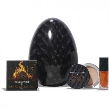 Revolution House of Dragon Vegan Holiday Makeup Gift Set with Eyeshadow Palette, Lip Oil & Highlighter Balm (3 pcs)
