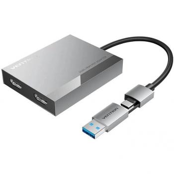 Conversor Vention ACXHB USB-C Macho/USB Macho a 2x HDMI 4K 60Hz - 15cm - Gris