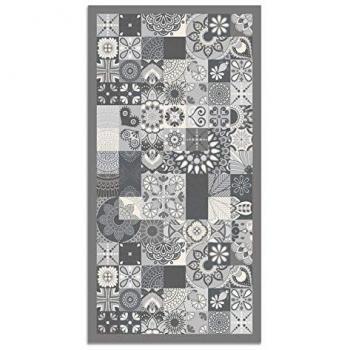 Alfombra Vinílica Hidráulica Gris 120x170 cm - Antideslizante, Lavable y Multiusos para Habitación, Salón, Cocina y Exterior