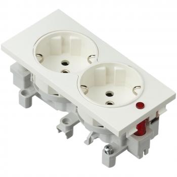 Simon S1/9 - Base Doble Schuko Cima Emborn Tornillo C/Obturador De Protección Y Piloto Ind