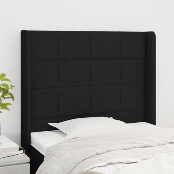 Cabecero de oreja negro 93x16x111/128 cm Tejido