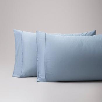 Bassols - Fundas de almohada algodón egipcio 300 hilos New York Agua