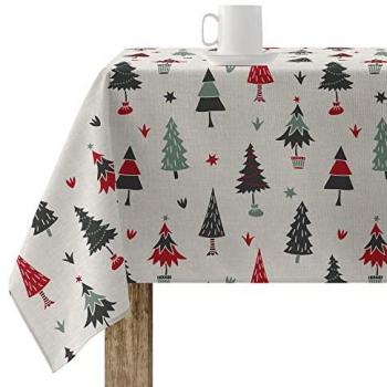 Mantel Navidad Antimanchas 100% Algodón Resinado Tacto No Plastificado 100x140 cm Modelo Merry Christmas 82
