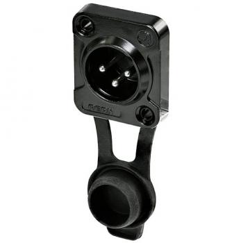 Rean RRX3M-Z-001 XLR enchufe incorporado de 3 pines, IP65, carcasa cromada negra, conector Stecker, Einbau Polzahl (num): 3, 1 pieza