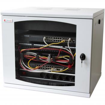 19 Wall-Mounted Rack Cabinet, 10U, Single Section, 500mm Depth, Gray