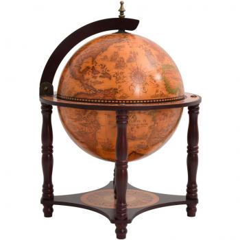 vidaXL Globe Bar Wine Stand Brown Solid Wood Eucalyptus