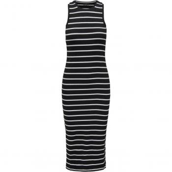 Vestido Midi Sin Mangas Belfast Only - Vestido sin mangas, diseño midi, estilo a rayas, color negro
