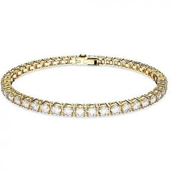 Swarovski Matrix Gold Round Tennis Bracelet - 16.5cm, White Gold Plated, Round cut, Gold-tone plated