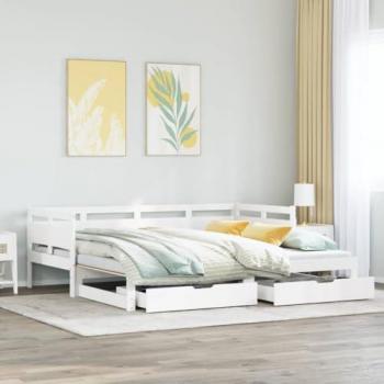 Sofá cama nido con cajones sin colchón blanco 90x200 cm