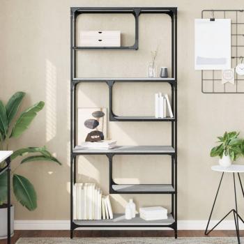 Estantería Sonoma de madera multicapa gris 81x36x176 cm