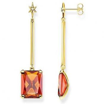 Pendientes de plata bañada en oro de 18k con piedra naranja y estrella - Thomas Sabo H2071-971-8