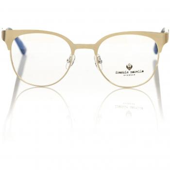Frankie Morello Gold Acetate Geometric Clubmaster Eyeglasses, Female, Yellow, Size: ONE SIZE