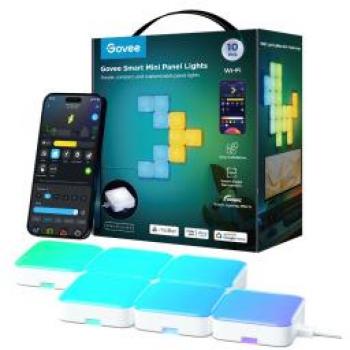 Paneles LED Govee Smart Mini RGBIC - 10 unidades, control Wi-Fi y compatible con Alexa
