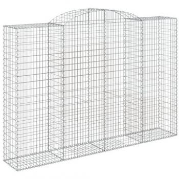 Cestas de gaviones 8 uds forma de arco hierro 300x50x200/220 cm Plateado