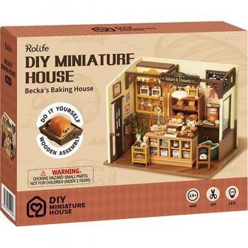 Maqueta de casa en miniatura Rolife Becka's Baking House - MADNESSTOYS Maqueta Panadería y Pastelería de Becka, Manualidades, 21x14x15 Cms