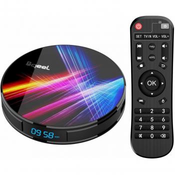 Android 10.0 TV Box 【4GB RAM+32GB ROM】 Bqeel Android TV Box RK3318 Quad-Core 64bit Cortex-A53 Soporte 2k*4K, WiFi 2.4G/5G,BT 4.0 , USB 3.0 Smart TV Box