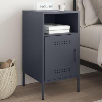 Mesita de noche vidaXL acero laminado en frío 36x39x68 cm Negro, Rosa, Antracita - Mesita habitación dormitorio para Salón, Estudio, Mesa Auxiliar (2 unidades) acero gris antrac