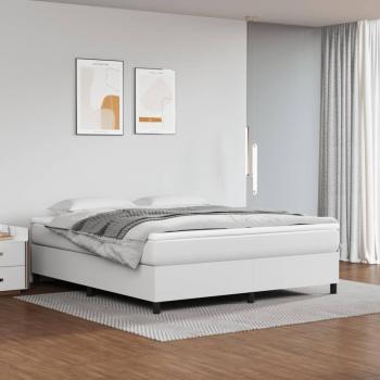 Cama box spring blanda con colchón blanco 180x200 cm en cuero sintético
