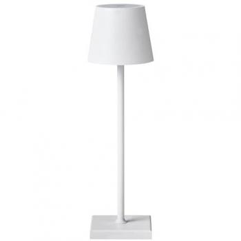 Lámpara de mesa moderna de aluminio blanca Baceiro con interruptor táctil y carga inalámbrica, para interiores y exteriores