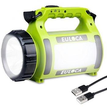 EULOCA Linterna de Cámping Recargable LED , faroles de mano multifuncional con 2600mAh Power Bank, Antorcha LED CREE, lámpara de camping para Senderismo, Pesca, Emergencia y Más