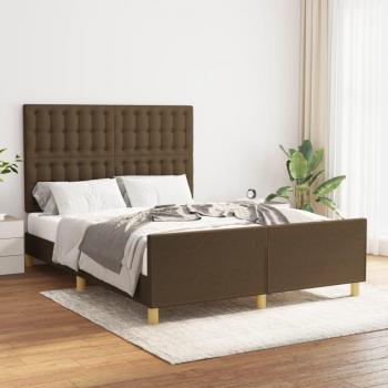 Cama solar sin colchón de tela marrón oscuro 140x200 cm con estructura de cama y cabecero de tela marrón 140x200 cm Vidaxl Marrón
