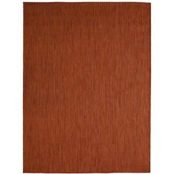 Alfombra para jardín y terraza interior y exterior con aspecto de yute - Rojo terracota 195 x 275 cm