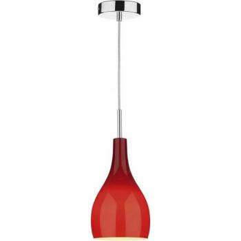 Lámpara colgante Soho cromo pulido y cristal rojo 1 bombilla G9